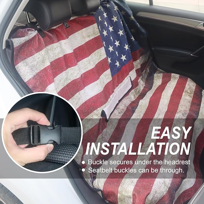 nbnhxnff Sweat Towel Car Seat Cover Protector Rear Seats for Gym Workout, Running, Swimming, Beach and Hiking, Waterproof Universal Seat Cover for Car, Trucks, Van&SUV(American Flag,1pcs Rear Seat)