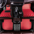 Custom Making Car Floor Mats for 90% Car Model Luxury Leather All Weather Waterproof Anti-Skid Full Coverage Liners (red and Black)