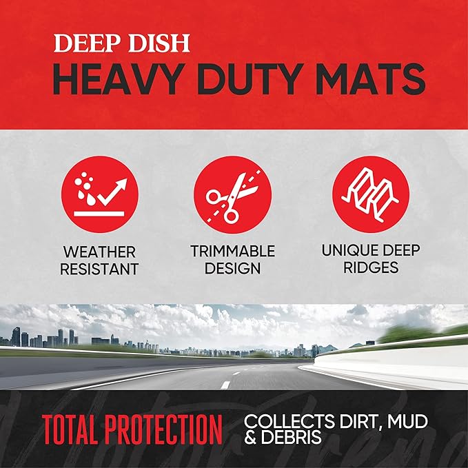 Motor Trend FlexToughXL DeepDish Floor Mats for Cars, Full Set All-Weather Rubber Automotive Floor Mats Waterproof Heavy Duty Car Mats Flexible Floor Liners for Car Truck Van SUV Car Floor Mat (Brown)