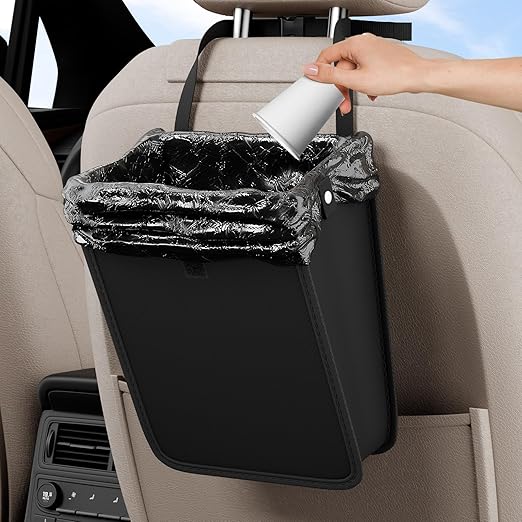 DEYILIAN Car Trash Can,Hanging Foldable Closure Design Mini Car Organizer and Storage Bag CarGarbage Can for The Back/Front/Console with 36pcs Disposable Black Trash Bags
