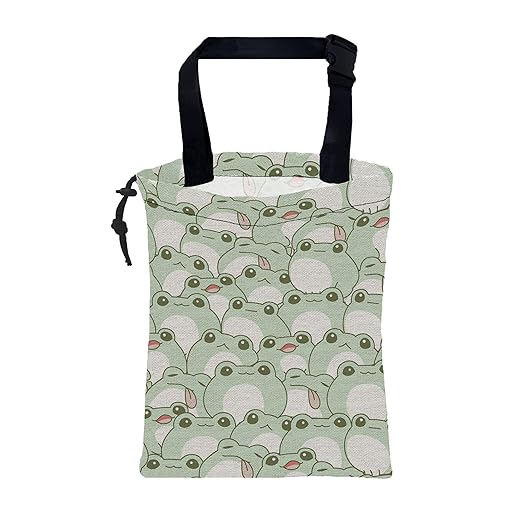KXWQTRDD Car Garbage Bag Cute Frog Kiddie Hanging Canvas Car Trash Bag Waterproof Drawstring Car Back Seat Organizer for Car Back Front Seat Console with Adjustable Buckle