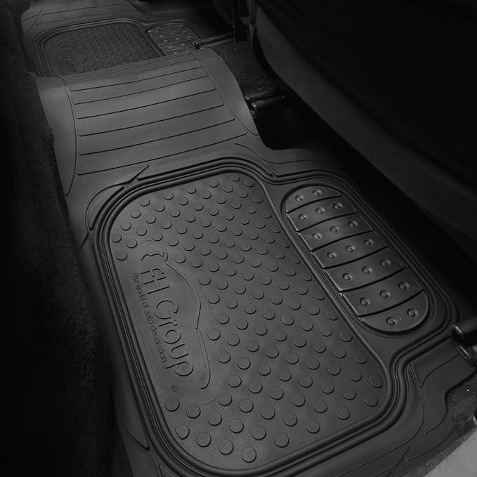 FH Group Automotive Floor Mats Climaproof for All Weather Protection Universal Fit Heavy Duty Rubber fits Most Cars, SUVs, and Trucks (Full Set Trim to Fit) Black
