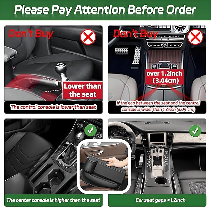 AIUSLN 2026 Upgraded 2 PC (L+R) Premium Leather Car Seat Gap Filler Organizer with Cup Holder & Storage Slot/Bag– Fits Front Seat, Holds Phone, Glasses, Cards,Keys,Car/SUV/Truck Christmas Gifts