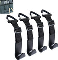Amooca Headrest Hooks for Car Adjustable 4 Pack Vehicle Seat Back Organizer Storage Hanger Holder for Purse Bags Universal Fit with Clip Black