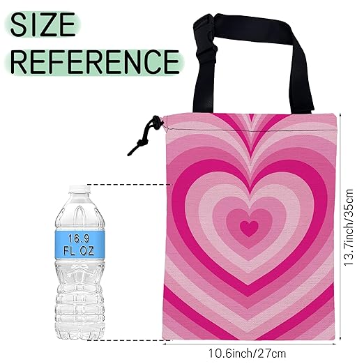NHNXHWIA Pink Heart Car Garbage Bag,Romantic Heart Waterproof Small Car Trash Bag Hanging Back of Seat,Drawstring Hanging Car Trash Bag with Adjustable Buckle for Car Accessories