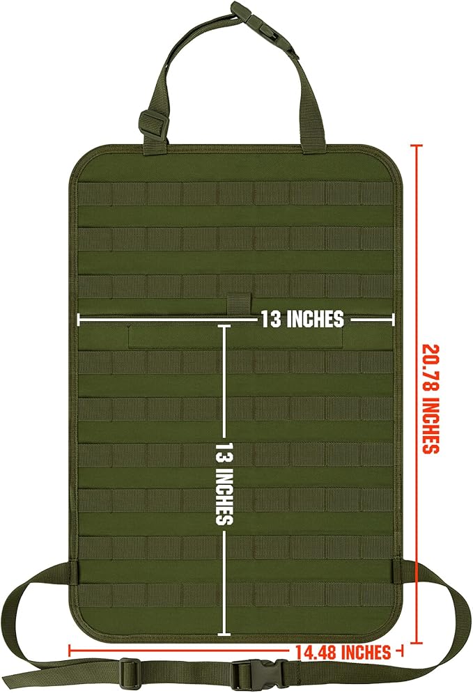 IronSeals 2 Pack Car Seat Back Organizer, Tactical Molle Panel Sag Proof Vehicle Seat Cover Protector Nylon Car Seat Back Hanger Bag Pad