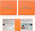 Ziciner Car Registration Insurance Holder, 2Pack Essential Auto Card Document Glove Box Organizer with Touch Fastener, Vehicle Interior Accessories Perfect for Most Car, Truck, SUV (Orange/Gold Words)