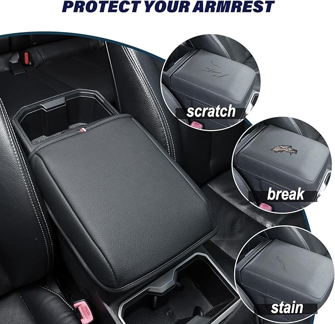 JKCOVER Compatible with 2024 2025 2026 Toyota Tacoma (4th Gen Tacoma) Center Console Armrest Cover Accessories PU Leather Car Anti-Scratch Armrest Cushion Lid Protector