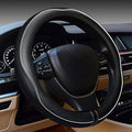 LABBYWAY Microfiber Leather Steering Wheel Cover, Universal 14.5-15 Inch Steering Wheel Anti Slip Car Interior Accessories for Men Women (Black with White Line)