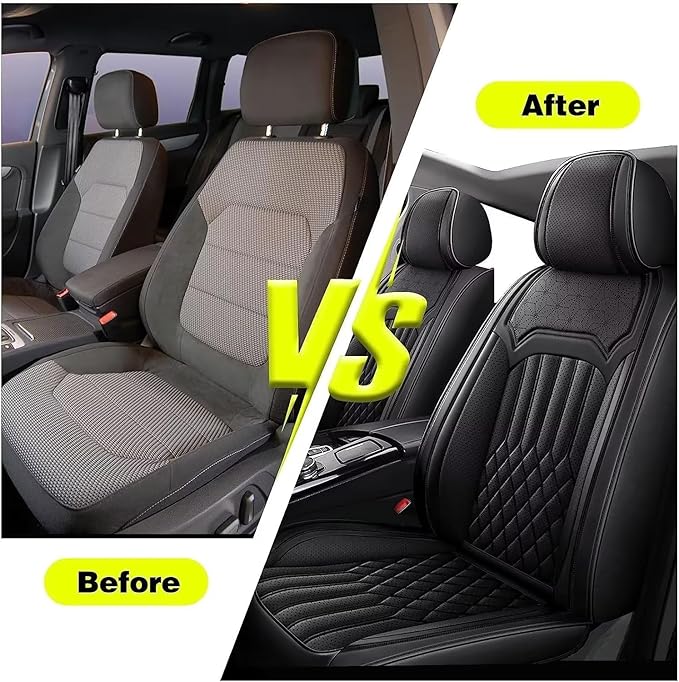 TTX Car Seat Covers for 2 Front Seats Fit for Buick Envista 2017-2025 Breathable Leather Automotive Seat Cushions Protector Accessories(Black)