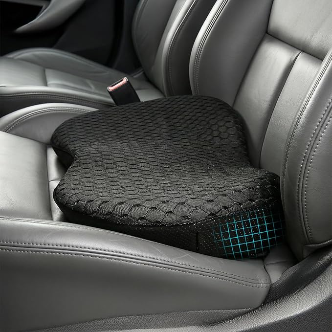 Car Seat Cushion - Memory Foam Car Seat Pad - Sciatica & Lower Back Pain Relief - Car Seat Cushions for Driving - Road Trip Essentials for Drivers(3D Black)