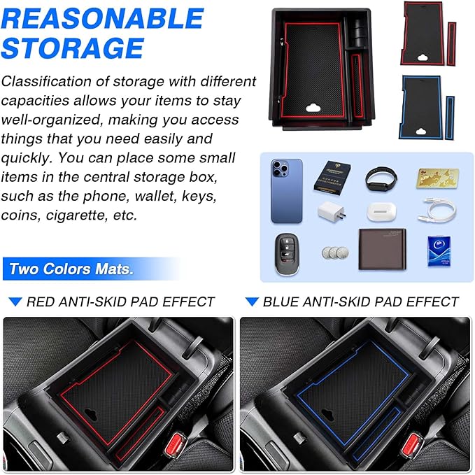 FIILINES Center Console Organizer for 2022-2024 Hyundai Tucson Limited/Hybrid (Automatic Transmission Only), Center Console Tray Secondary Armrest Storage Box ABS Insert Container with Anti-Slip Mats
