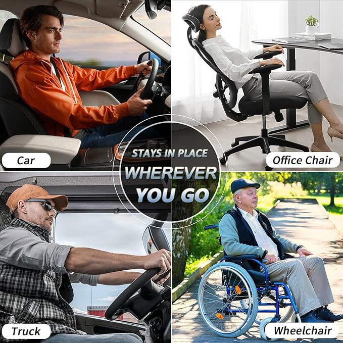 Wedge Car Seat Cushions for Driving, Adult Booster Seat Cushion for Car Truck Driver, Memory Foam Butt Cushion for Office Chair Wheelchair Home, Mesh Black