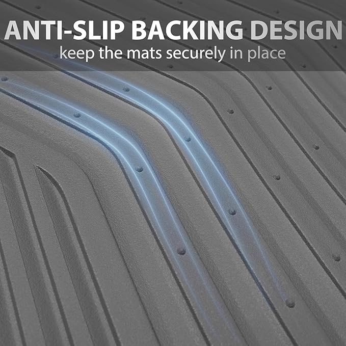 CAR PASS Rubber Car Mats, Waterproof Car Floor Mats All Weather,Car Mat Full Set 3 Piece, Grey Automotive Floor Mat Trim to Fit for Cars Sedan SUVs Trucks, Anti-Slip Easy Clean, All Gray