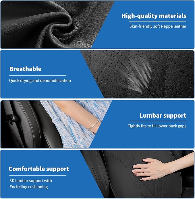 Anti-Stain Nappa Leather Car Neck Pillow for BMW New X3 X5 X2 X4 X1 X6 X7 2 3 4 5 7 Series Seat Headrest Neck Pillow, Soft Memory Foam Headrest with Lumbar Support Accessories (Black-bm-2 pcs)