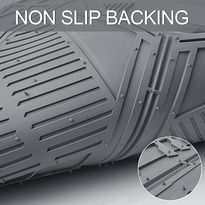 CAR PASS Heavy Duty Rubber Car Mats with Cargo Liner, Deep-Dish Car Floor Mats and Trunk Mat All Weather, Universal Trim-to-Fit for SUVs Trucks Sedans, Waterproof Anti-Slip, Trimmable V12 Gray