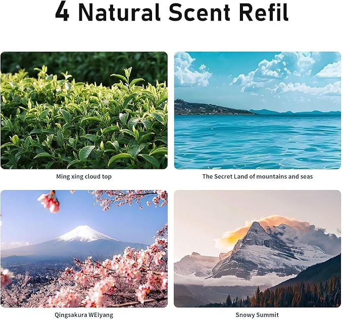 Smart Car Air Freshener with RGB Ambient Light, Galaxy Cloud Mist, Auto On/Off, Built-in Battery, Car Aroma Diffuser, Home, Office (4 Essential Oil Box), Long-Lasting Scent & Relaxing Light