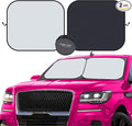 kinder Fluff Windshield Sunshade| Reflective Patented Car Sun Protection - Certified 99% UVR Block - Cool Interior | Foldable 2-Piece Sun Cover | Automotive Accessories for Summer Heat | Large Size