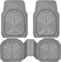 CAR PASS Heavy Duty Rubber Car Mats, Deepdish All Weather Floor Mats for Car Full Set, Universal Automotive Mats Trim to Fit for Sedans SUVs Trucks, Waterproof Anti-Slip Deep Tray 3 Pieces Light Gray