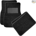 4PCS Car Floor Mats, Anti-Slip Waterproof Car Carpets with Safety Heel Pad, Heavy Duty Floor Mat for All Weather Protection, Universal Trim to Fit for Sedans Trucks SUVs (Black)