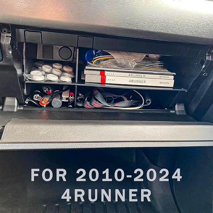 TACOBRO Glove Box Organizer Compatible with 4Runner 2010 2011-2019 2021 2022 2023 2024 and GX 460 2010-2024 Accessories, Insert Glove Compartment ABS Materials, Black