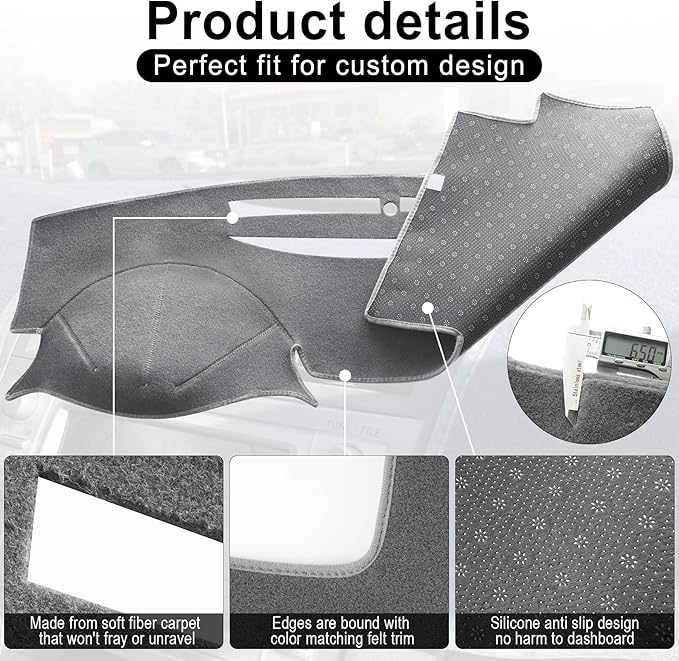LivTee Dashboard Cover, Dash Mat Compatible with Toyota Camry 2007 2008 2009 2010 2011, Protects Dashboard from Sun Damage, Car Accessories(Dark Gray)