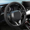 SEG Direct Steering Wheel Cover 14.5-15 inch (37-39 cm) Medium Size, Microfiber Leather, Non-Slip Comfortable Grip, Fits Cars Trucks SUVs, Black