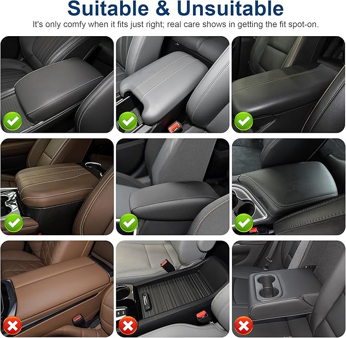 Armrest Cover with 2 Storage Bags Fit for VW/Volkswagen Arteon Faux Leather Car Center Console Cover with DiamondStorage Box Waterproof Arm Rest Covers(Black)