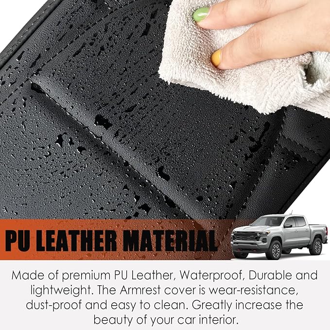 Center Console Cover for Chevy Colorado/GMC Canyon - Soft Armrest Cover for Colorado Canyon 2023 2024 2025 2026 ZR2 Z71 Trail Boss LT WT Elevation AT4 Denali AT4X Accessories - Black Stitch