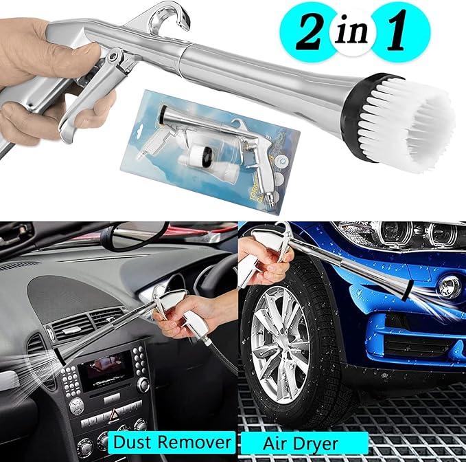 Car Cleaning Gun High Pressure Car Cleaning Tool Air Blow Gun Car Detailing Kit Interior Cleaner Air Duster Blower Gun Pneumatic Air Compressor Auto Detailing Tool for Car Upholstery (Black)