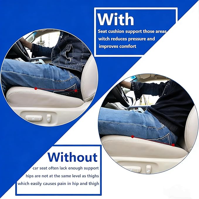 Big Hippo Memory Foam Car Seat Cushion for Driver & Office Chair – Ergonomic Coccyx Pillow for Tailbone & Sciatica Pain Relief, 3D Breathable Mesh, Non-Slip Bottom, Comfort Pad for Home, Truck, SUV