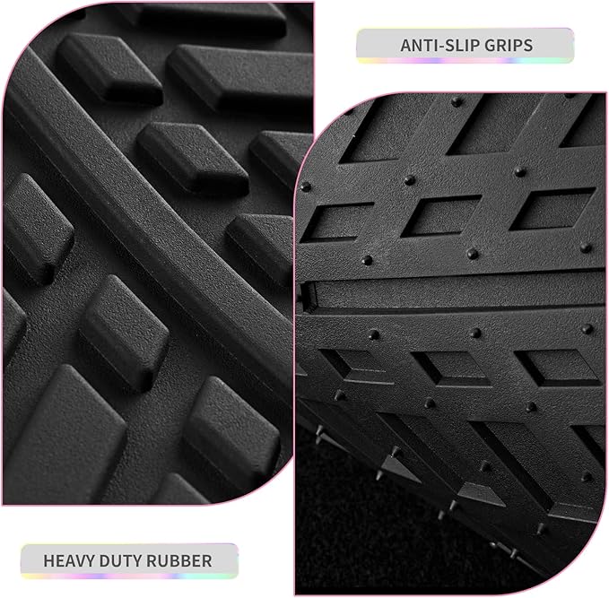 PIC AUTO Car Floor Mats, Pink Aluminum-Molded with Full-Circle Iridescent Inlay Strip Car Mats, Universal-Fit Rubber Mats for Cars, Trucks & SUVs, All-Weather, Non-Slip, Easy-to-Clean Interior Mats