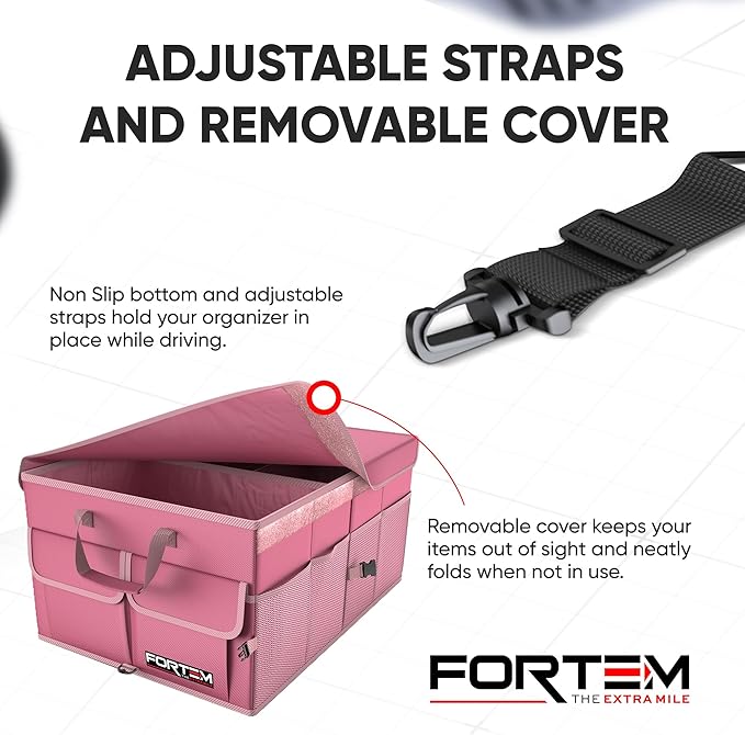 FORTEM Trunk Organizer For SUV Car Trunk Organizer, Foldable Storage, Car Accessories for Women Men, Collapsible Bag, Perfect Christmas Gifts, 600D Oxford, Non Slip Bottom, Straps, Soft Cover (65L)