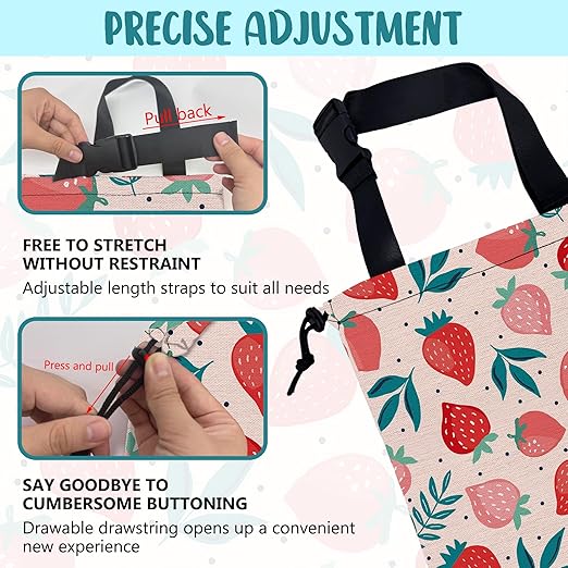KXWQTRDD Car Garbage Bag Strawberry Berries and Leaves Hanging Canvas Car Trash Bag Waterproof Drawstring Car Back Seat Organizer for Car Back Front Seat Console with Adjustable Buckle