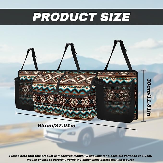 CLOHOMIN Aztec Western Geometric Car Trunk Organizer Storage Backseat Hanging Organizer Bag Large Capacity Car Storage Accessories Interior for SUV Truck Sedan Van