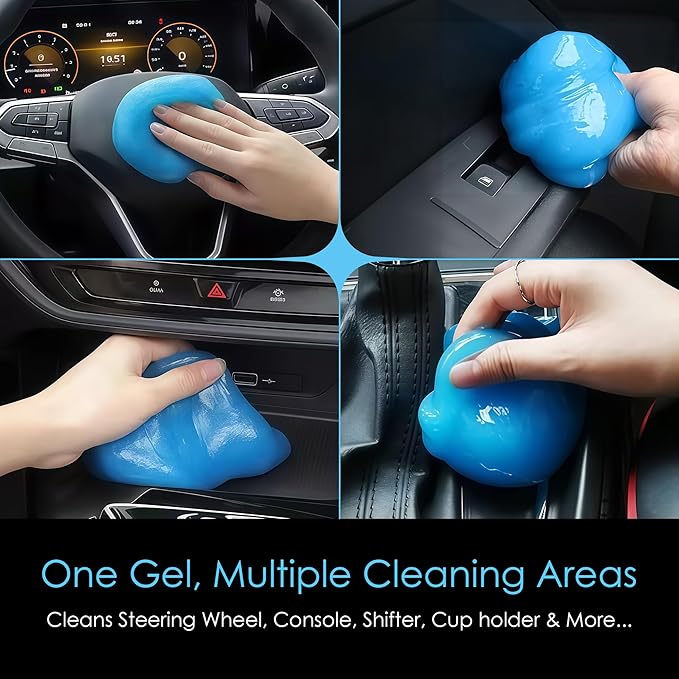 Car Cleaning Gel Detailing Putty | Car Interior Cleaner Slime for Air Vents, Dashboard & Keyboard | Auto Detailing Tool | Drawers, Window Tracks, Calculator & Tight Spaces - Sky Blue