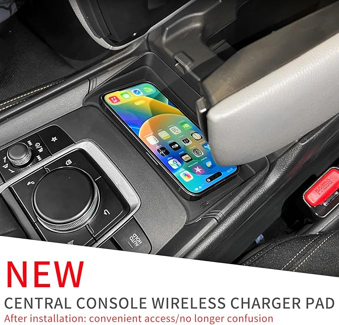 Center Console Wireless Charging Mat for Mazda CX-50 2026 2025 2024 2023 Silicone Wireless Phone Charging Pad for 2025 CX50 Non-Slip Mat Interior Accessories Black