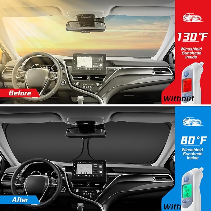ARISMOTOR Windshield Sun Shade for Toyota Highlander (L LE XLE Limited Platinum) 2020-2025 2026, Custom Fit Foldable Front Window Sunshade Sun Visor Protector, Block UV Rays Keep Your Car Cooler