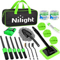 Nilight 15PCS Car Detailing Kit Auto Cleaning Tools Wash Set with Storage Carry Bag Beginners Easy to Use for Interior Exterior Car Care Clean Windshield Dashboard Seat Air Vents Wheels Tires, Green