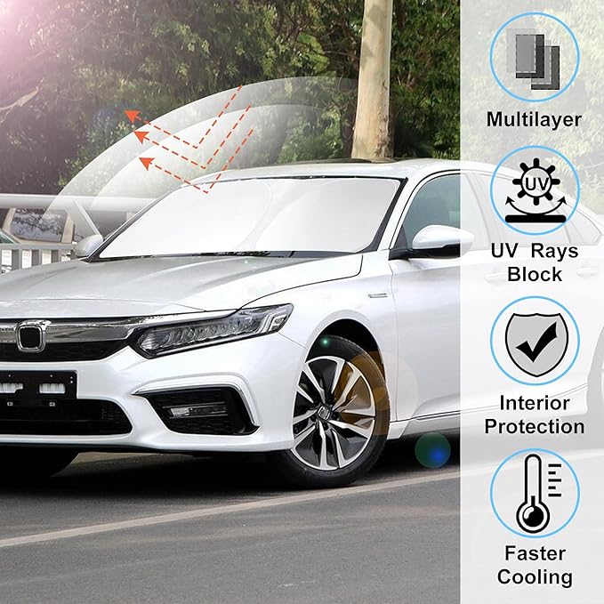 Windshield Sun Shade Foldable Reflective Sunshade Fit for 2018-2022 Honda Accord Sedan Accessories Sun Visor Heat Protection Keeps Car Cool