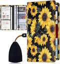 Car Registration and Insurance Card Holder for Women Men, Waterproof PU Leather Glove Box Car Organizer with Magnetic Shut, Vehicle Document Holder for Driver License,Cards, Sunflower Pattern