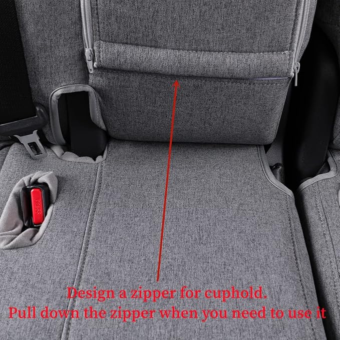 coverdream Grand Highlander Seat Covers Full Set for 2024 2025 2026 Toyota Grand Highlander SUV Seat Cushion,2nd Row w/Captain Seats,Fully Covered,UV Resistant Polyester Car Seat Protector(Grey)