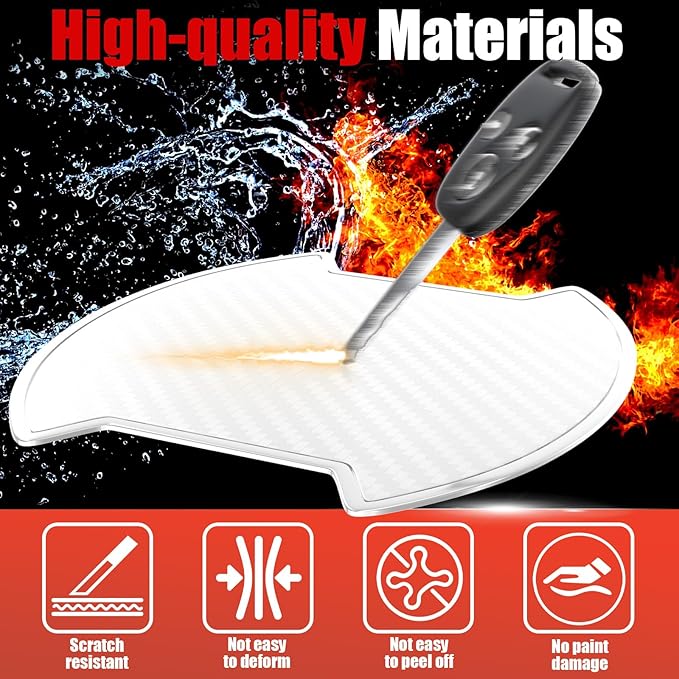 4Pcs Car Door Handle Scratch Protector Sticker, Universal Carbon Fiber Texture Door Handle Paint Protector, White(L)
