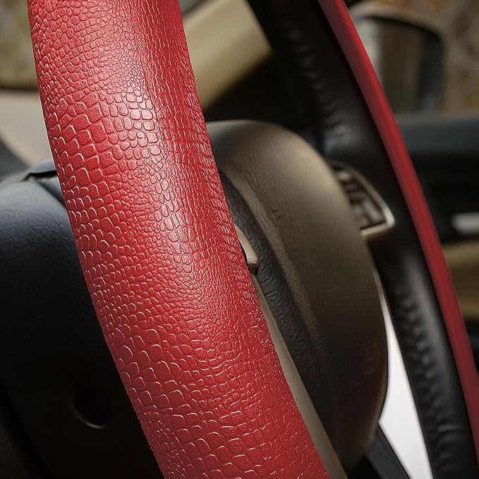 FH Group Universal Fit Silicone Snake Pattern with Massaging Grip Steering Wheel Cover fits most Cars, SUVs, Trucks, and Vans Burgundy