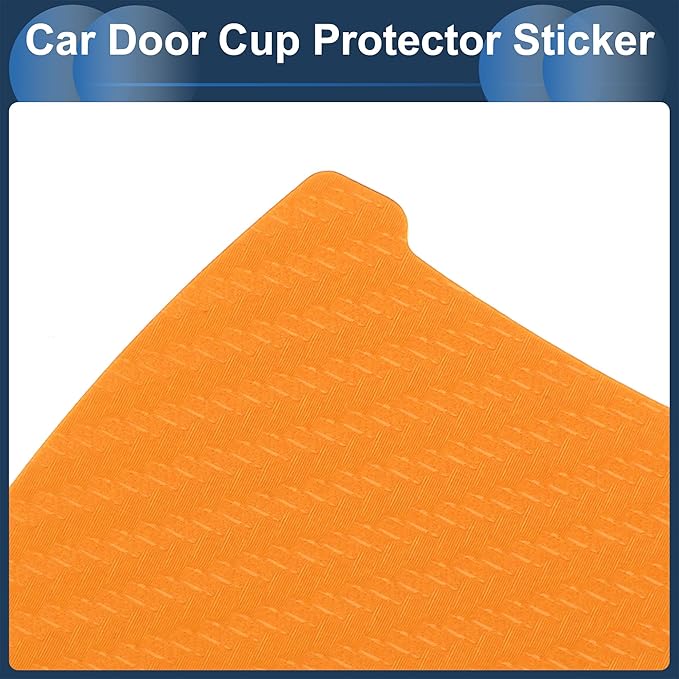 3D Car Door Handle Scratch Protector, 84x94mm Removable Magnetic Car Door Handle Protective Film Orange, 4 Pcs