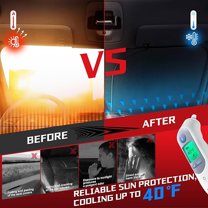 Fonowka Windshield Sun Shade for 2023-2025 Che-vro-let/Chevy Colorado Foldable Sun Sunshade for Car Front Window Blocks UV Rays and Heat Automotive Interior Protector Custom Fit Accessories