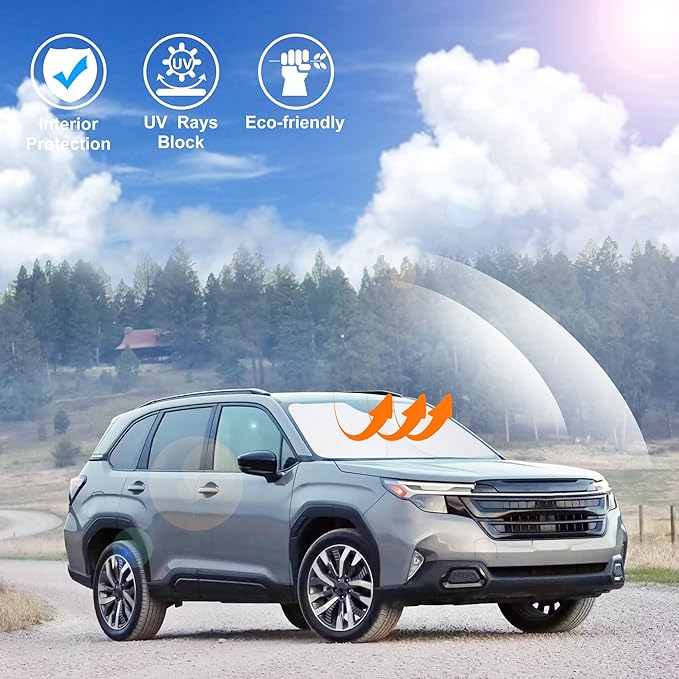 Windshield Sun Shade Custom Fit for 2025 Subaru Forester Accessories Foldable Sunshade Sun Blocker Protect Car from Sun Rays & Heat Damage Keep Car Cooler