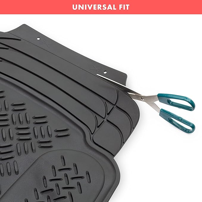 Heavy Duty Black Rubber Car Floor Mat by Vaygway –Automotive Rear Universal 1 Piece Runner Mat -Trimmable Rubber Liner Rug– Back Seat Liner – All Weather Protection for Car, Truck Van SUV