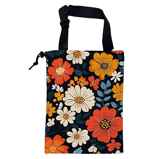 KXWQTRDD Car Garbage Bag Abstract Floral and Green Leaves Hanging Canvas Car Trash Bag Drawstring Car Back Seat Organizer for Car Back Front Seat Console with Adjustable Buckle