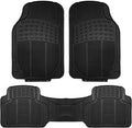 WYLF Automotive Floor Mats Climaproof Trimmable Non-Slip Vinyl Floor Mats-Full Set Black for Cars, Universal Fit, Floor Mats for Sedan, SUV, Truck Floor Mats